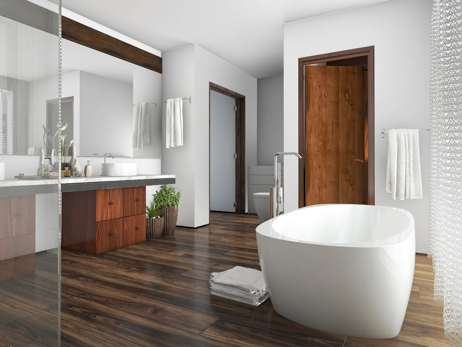 Luxury bathroom remodel with walk-in shower and custom vanity in Ashtabula County Ohio