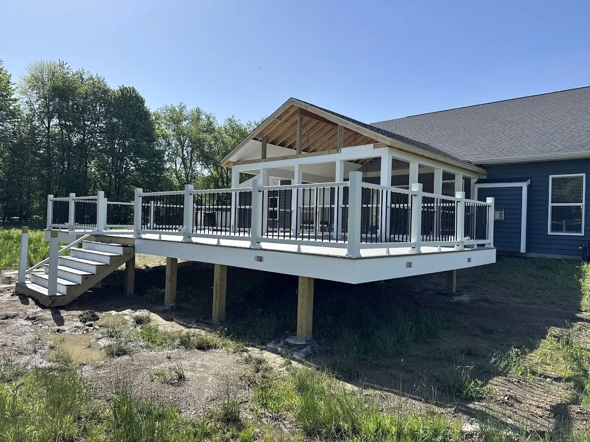 Elevated raised deck with stairs ideal for walk-out basements and sloped yards