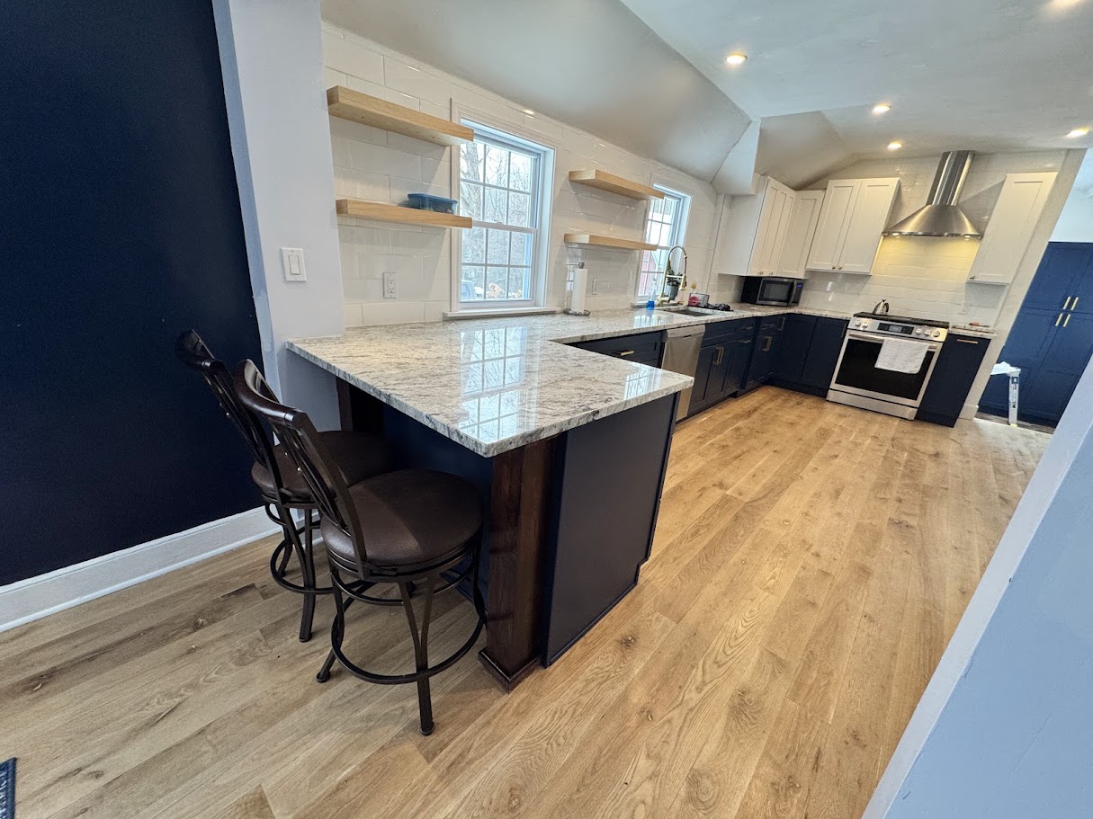Kitchen cabinet installation showing precision craftsmanship and custom cabinetry work